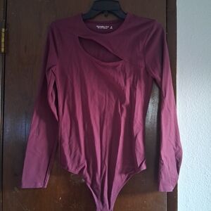 Women's Burgundy Long Sleeve Bodysuit